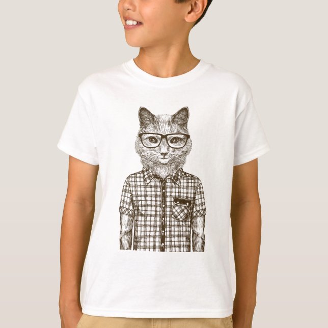 Camiseta Gato Hipster (Anverso)