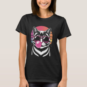 Camiseta Gato Hipster Con Gafas De Sol Y Chicle Reto Atarde