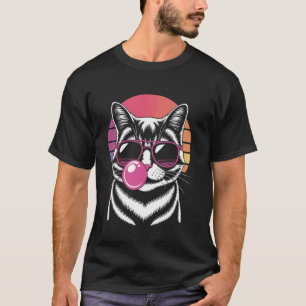 Camiseta Gato Hipster Con Gafas De Sol Y Chicle Retro Atard
