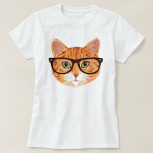 Camiseta Gato Hipster (Naranja / Ginger Tabby)