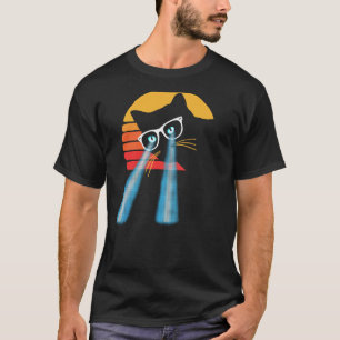 Camiseta Gato Hipster Ojos Láser Dulce Distorsionado Sol Di