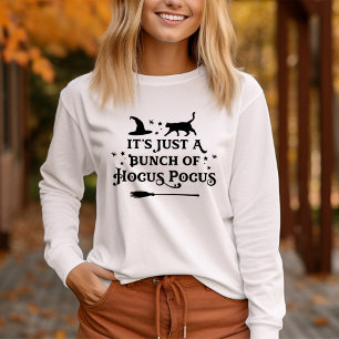Camiseta Gato Hocus Pocus Manga Larga Halloween Mujer