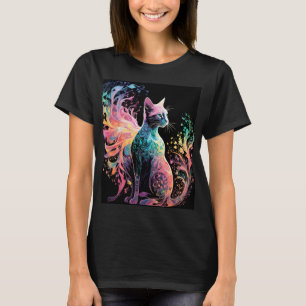 Camiseta Gato holográfico espectral: un prisma de elegancia