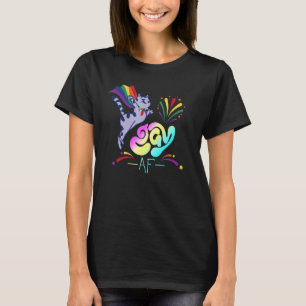 Camiseta Gato Homosexual Con Bandera Arcoiris Af