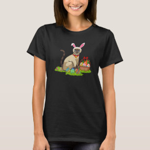 Camiseta Gato Huevo de Pascua Caza Conejo Siamese Gato Pasc