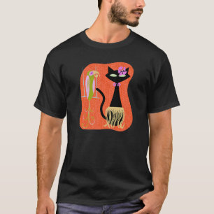 Camiseta Gato Hula Hawaiano Con Pájaro Tiki Tropical Y Hibi