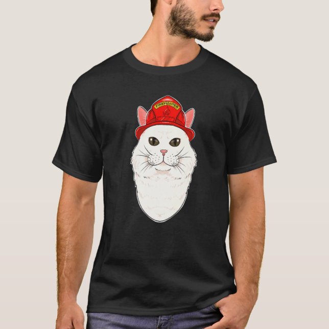 Camiseta Gato I bombero gato I bombero gato angora turco (Anverso)