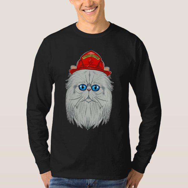 Camiseta Gato I de bombero gato persa (Anverso)