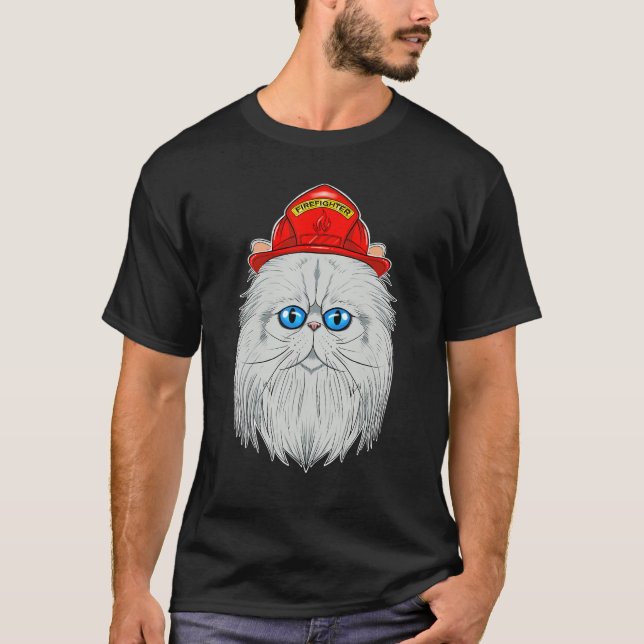 Camiseta Gato I de bombero gato persa (Anverso)