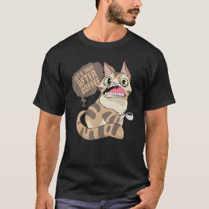 Camiseta Gato Ignorante Perezoso que Bebe Café