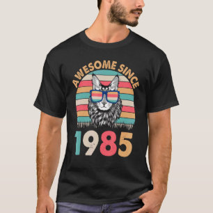 Camiseta Gato Impresionante Desde 1985 Feliz Cumpleaños Par