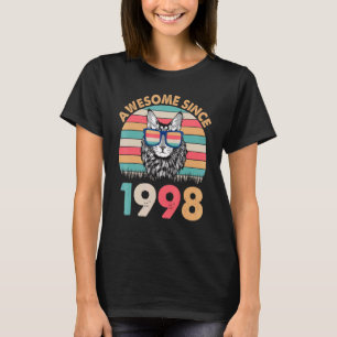 Camiseta Gato Impresionante Desde 1998 Feliz Cumpleaños Par
