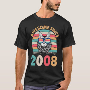 Camiseta Gato Impresionante Desde 2008 Feliz Cumpleaños Par