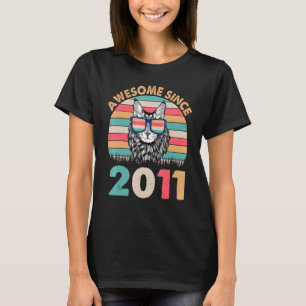 Camiseta Gato Impresionante Desde 2011 Feliz Cumpleaños Par
