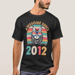 Camiseta Gato Impresionante Desde 2012 Feliz Cumpleaños Par