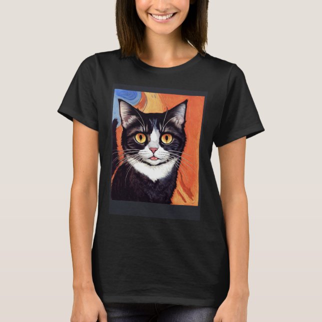 Camiseta Gato impresionista grita gatos impresionistas gato (Anverso)