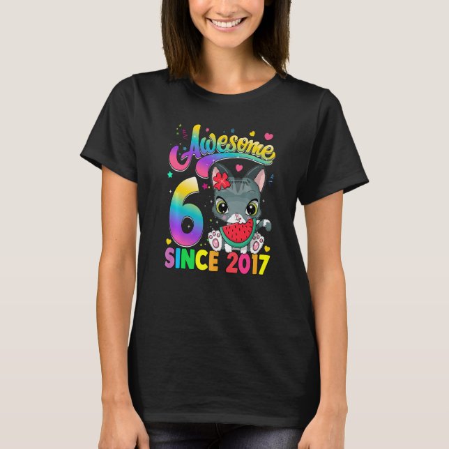 Camiseta Gato infantil de 6 años asombroso desde 2017 6 º B (Anverso)
