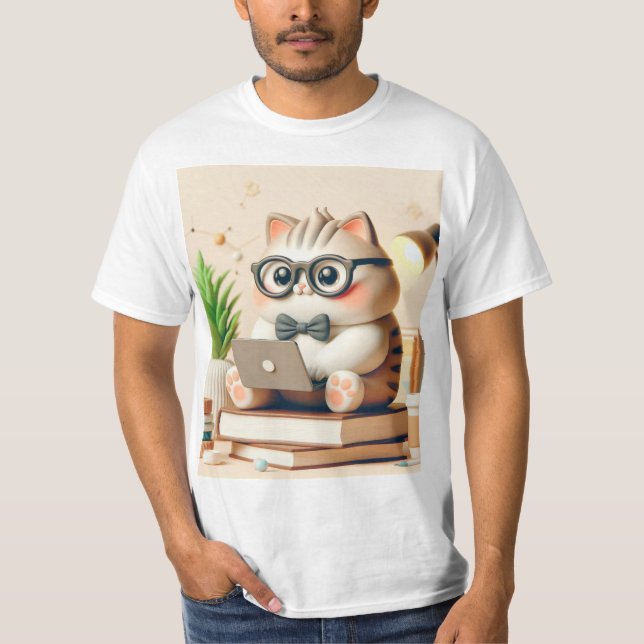 Camiseta Gato informático 3D (Anverso)