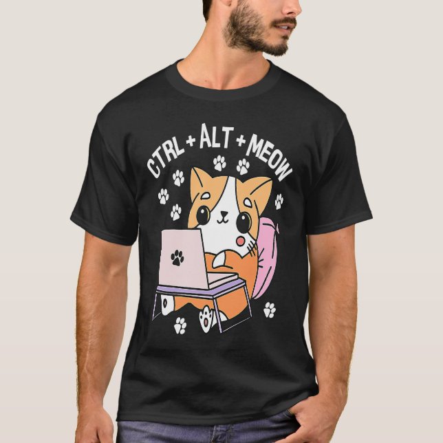 Camiseta Gato informático programador hacker gatito  1 (Anverso)