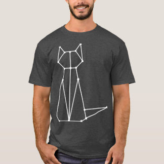 Camiseta Gato inspirado en el origami blanco