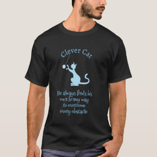 Camiseta Gato Inteligente Gatito Azul Juguetón Jugando con