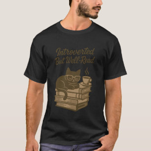 Camiseta Gato introvertido pero bien leído Café Amante de l