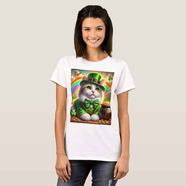 Camiseta Gato irlandés Leprechaun Cat Lover T-Shirt (Anverso completo)