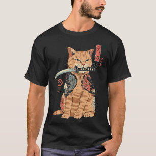 Camiseta gato Japón - arte samurái
