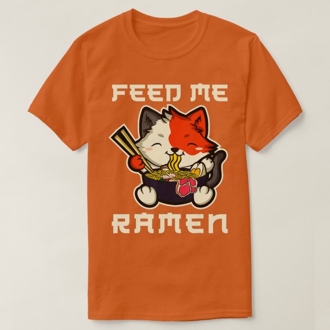 Camiseta Gato japonés Anime Kawaii Ramen fideos (Diseño del anverso)
