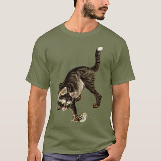 Camiseta Gato japonés atrapando una rana (Anverso)