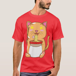 Camiseta Gato japonés come fideos de Ramen 
