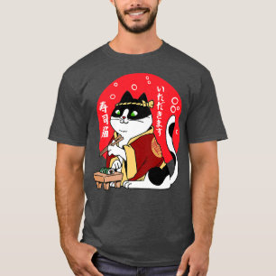 Camiseta Gato japonés comiendo comida japonesa Gatito Ramen