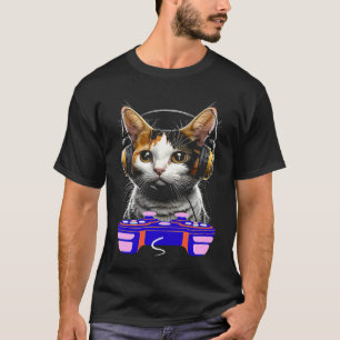 Camiseta Gato Japonés de Cola Bobtail Jugador de Videojuego