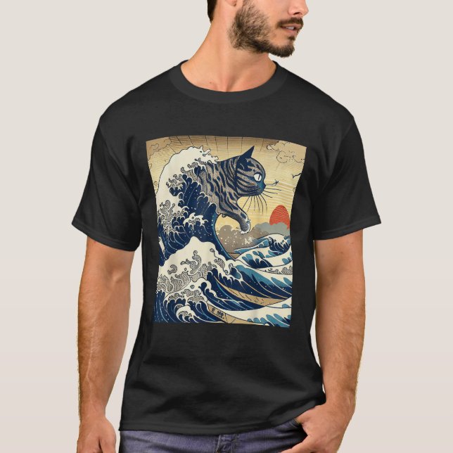 Camiseta Gato japonés de gatos amante de Katsushika Hokusai (Anverso)