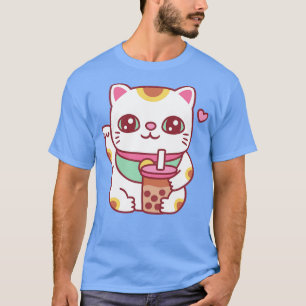 Camiseta Gato japonés de maneki neko con té de burbuja