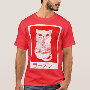 Camiseta Gato Japonés De Ramen Comiendo Un Tazón De Fideos 