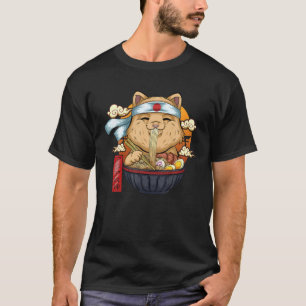 Camiseta Gato japonés de Ramen Kawaii Gatitos de fideos gat