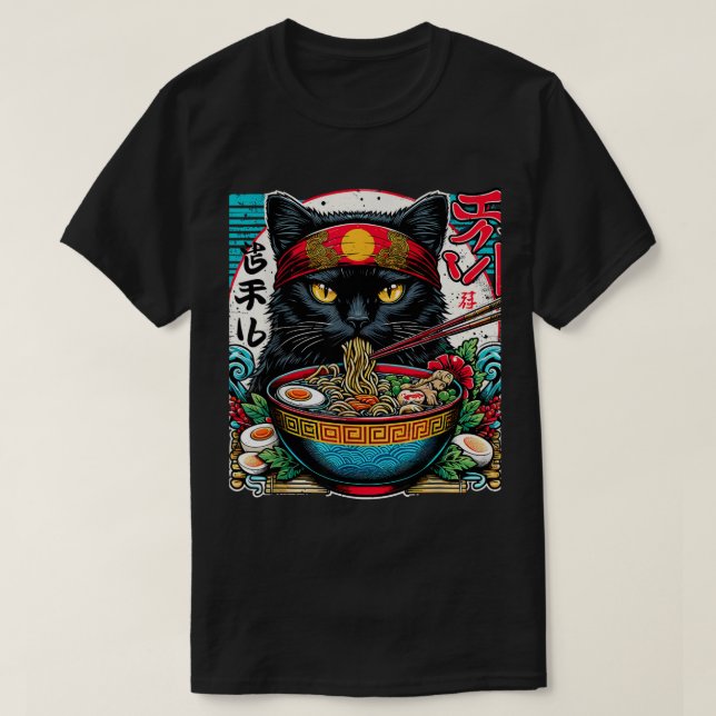 Camiseta Gato japonés de rata de fideos anime kawaii (Diseño del anverso)