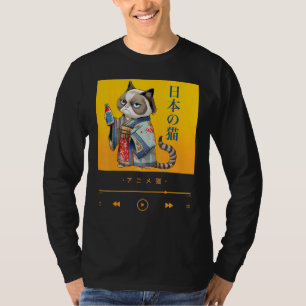 Camiseta Gato japonés elegante inspirado en kimono tradicio