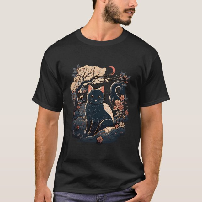 Camiseta Gato japonés estilo divertido regalo de gato Anime (Anverso)