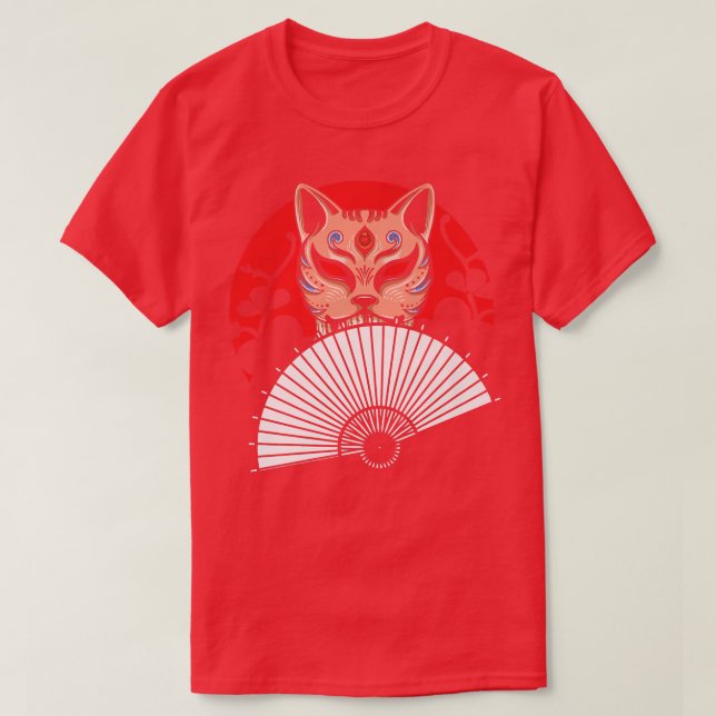 Camiseta Gato japonés fan de la mano Geisha Samurai Ninja S (Diseño del anverso)
