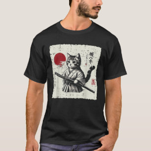 Camiseta Gato Japonés Kimono Katana Lindo Arte Ukiyo Chicos
