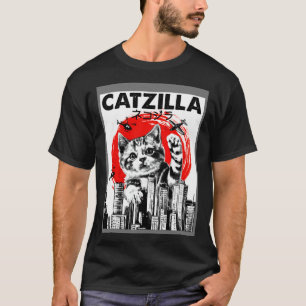 Camiseta Gato japonés lindo Catzilla vintage gato lindo