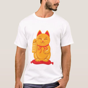 Camiseta Gato japonés maneki neko de oro, símbolo de riquez