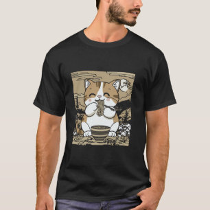 Camiseta Gato japonés Manga animal amante Ramen Noodle Anim