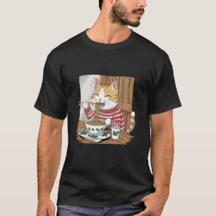 Camiseta Gato japonés Manga animal amante Ramen Noodle Anim