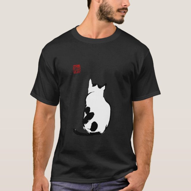 Camiseta Gato Japonés Negro y Blanco (Anverso)