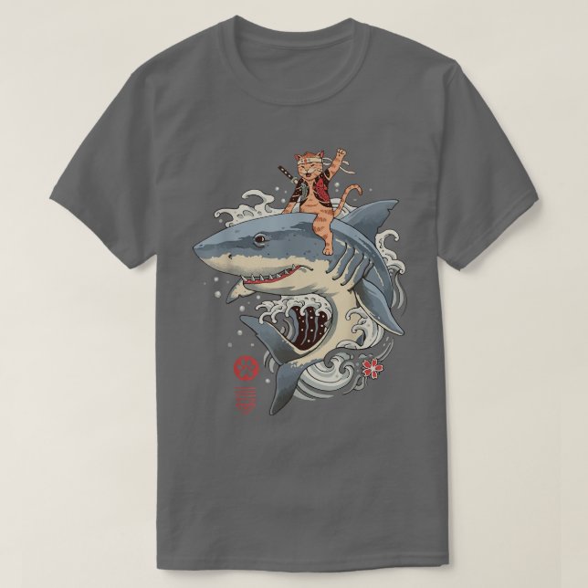 Camiseta Gato japonés Neko Samurai Ninja Kawaii Tattoo Grap (Diseño del anverso)