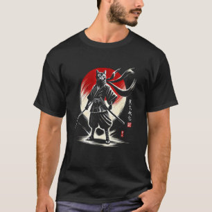 Camiseta Gato Japonés Ninja Samurái Japón Guerrero Mamá Pap