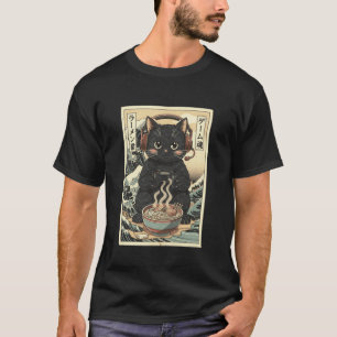 Camiseta Gato japonés retro divertido de ramen kawaii lindo